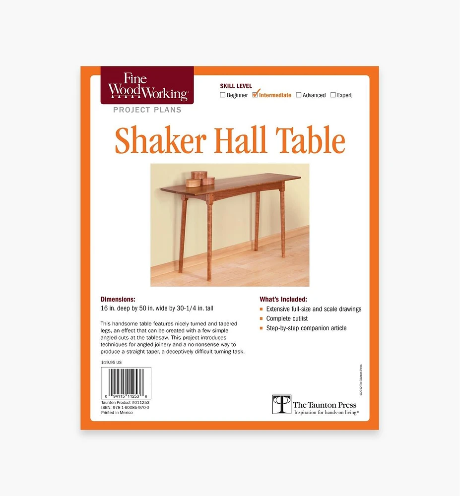 Shaker Hall Table Plan