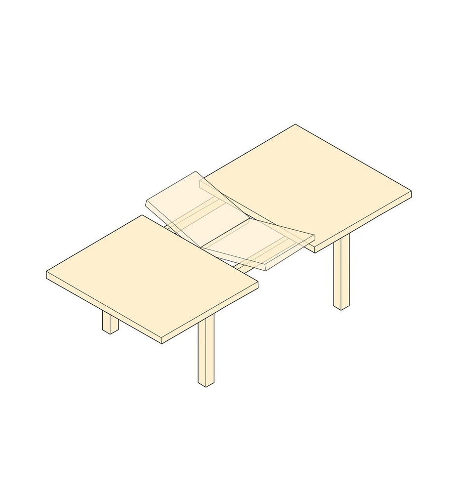 Mécanisme pivotant pour table à rallonge escamotable pliante