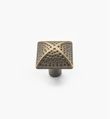 Solid Brass Dimpled Square Knob