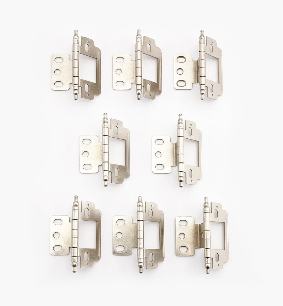 Bulk Set of Nickel-Plate Partial-Wrap Inset Hinges