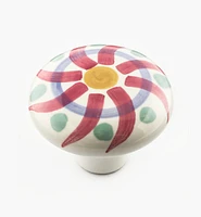 Red Swirl Painted Ceramic Knobs