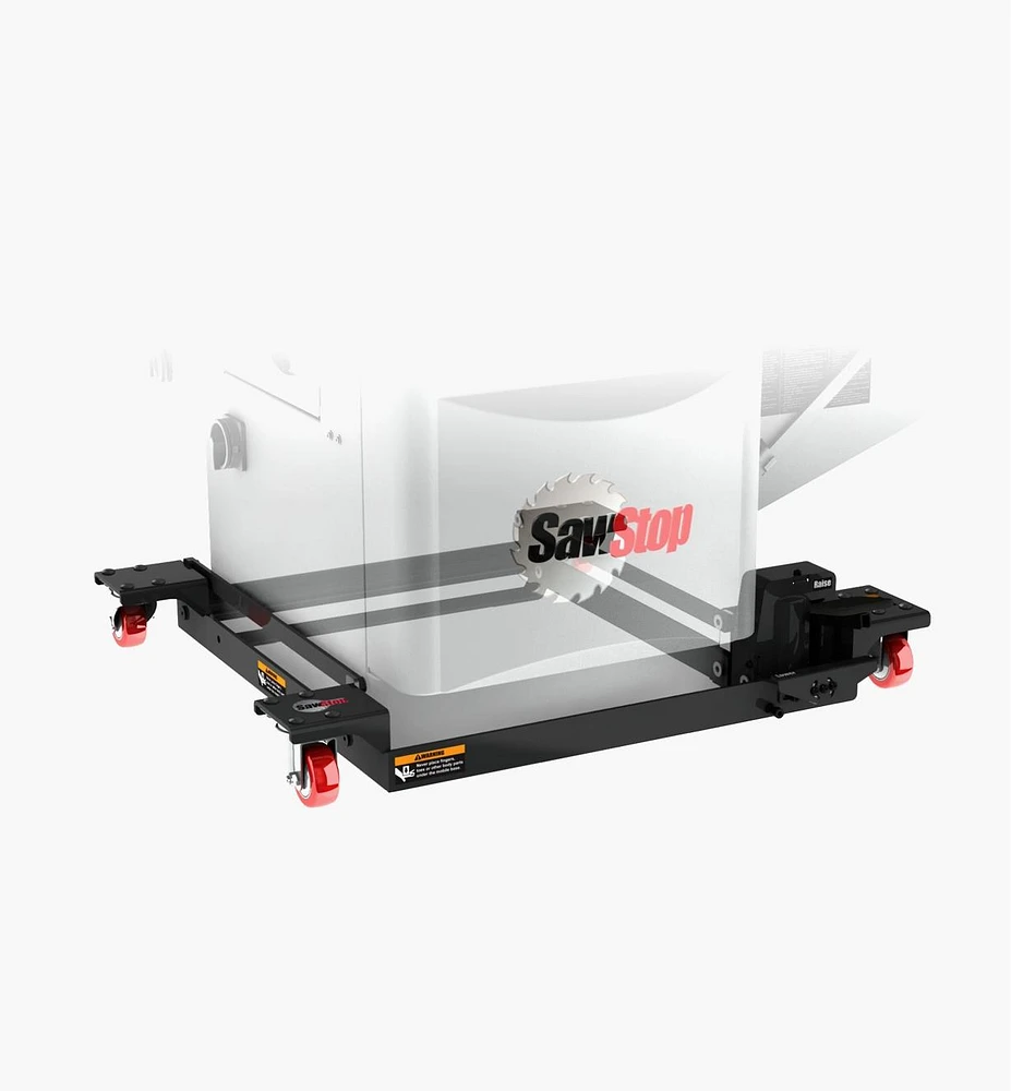 Base mobile pour banc de scie industriel SawStop avec ensemble de conversion pour utilisation avec banc de scie professionnel