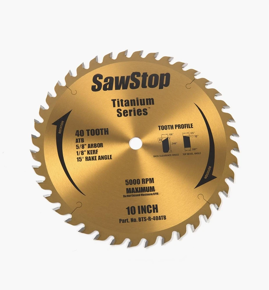 10" Titanium-Coated Saw Blades for SawStop Saws