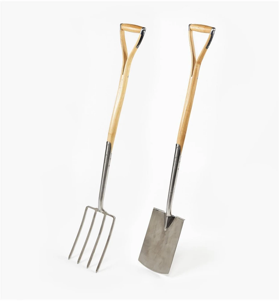 Ergonomic Ash-Handled Digging Spade and Fork Set