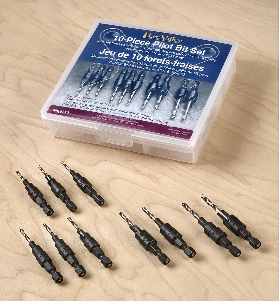 Set of 10 Countersink/Counterdrill Pilot Bits