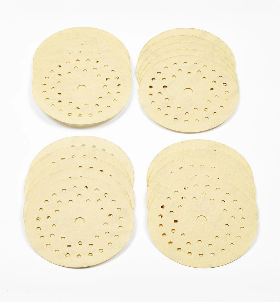 20-Pc. Sample Pack of Mirka 5" Fine 42-Hole Gold Multifit Grip Discs