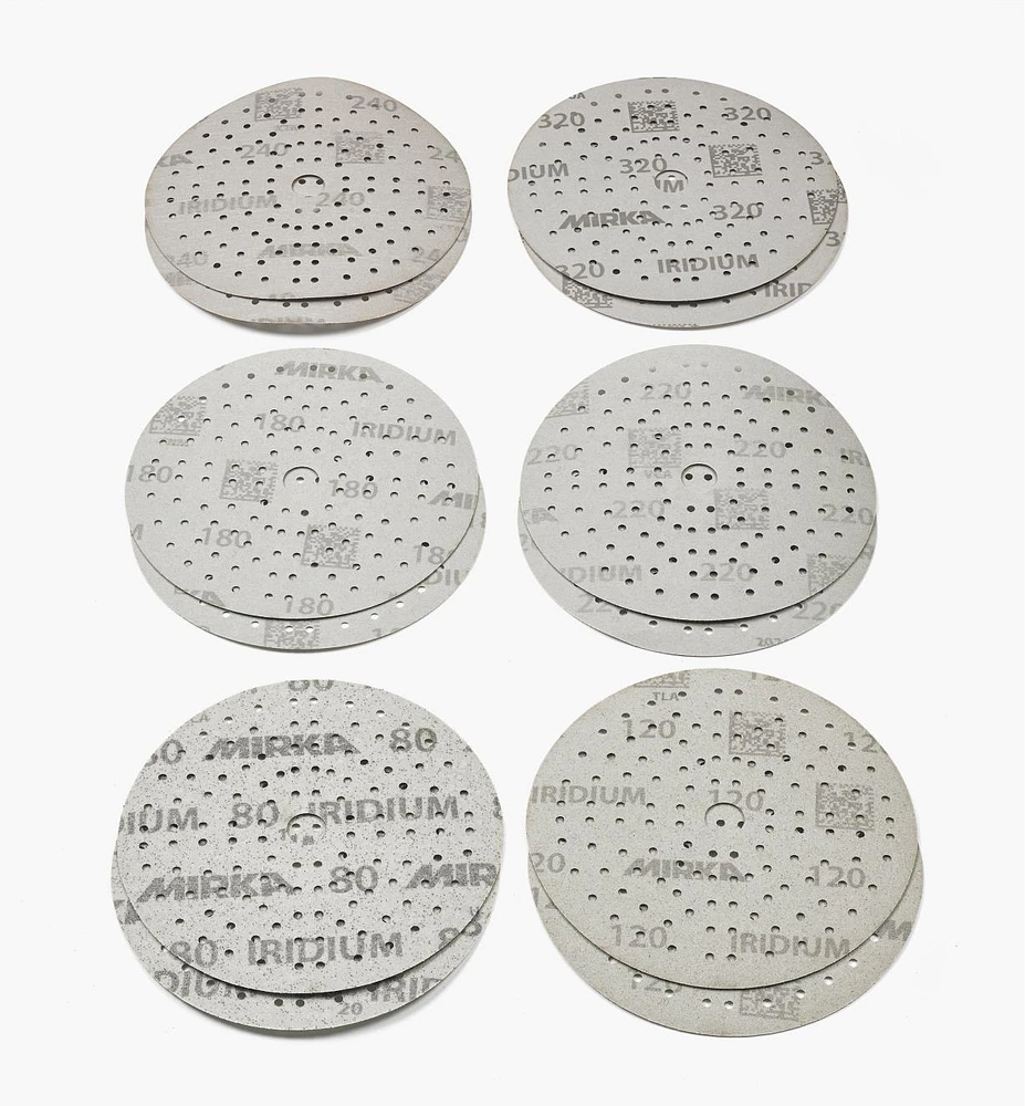 12-Pc. Sample Pack of Mirka 6" 121-Hole Iridium Grip Discs