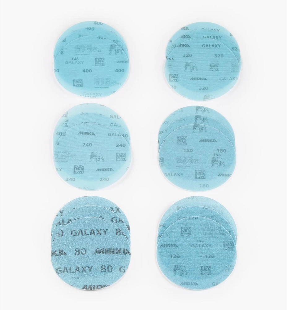 18-Pc. Sample Pack of Mirka 5" Galaxy Grip Discs