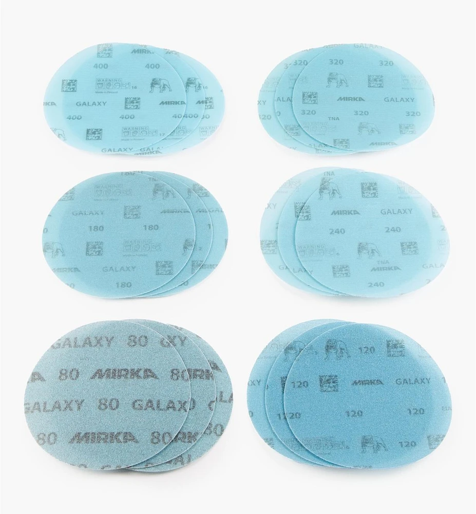 18-Pc. Sample Pack of Mirka 6" Galaxy Grip Discs