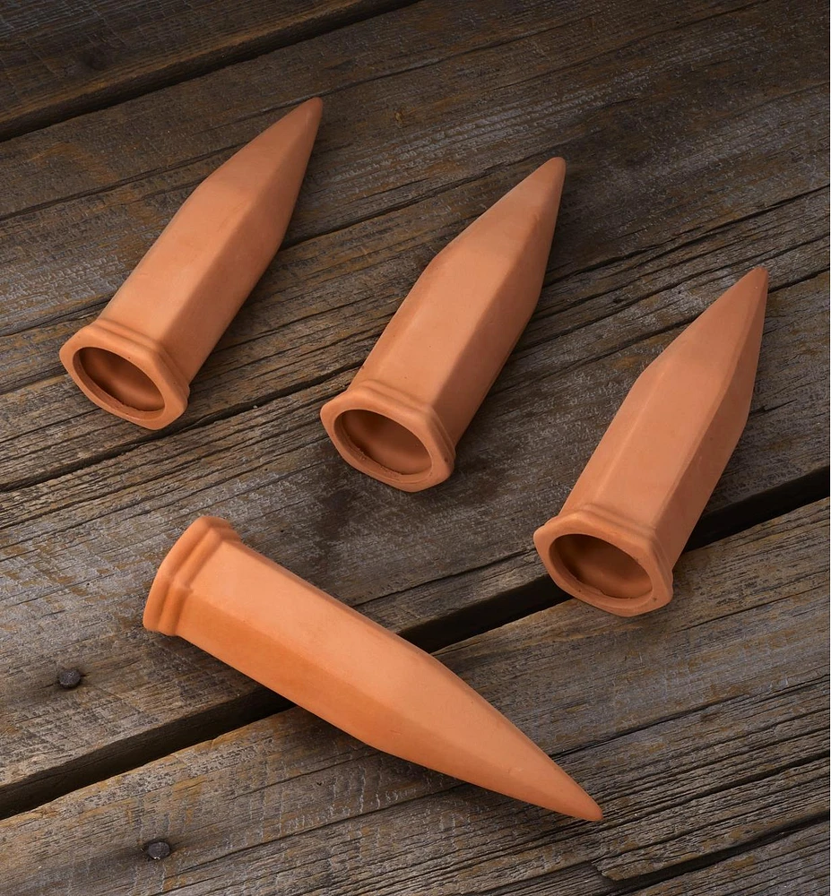 Set of 4 Terra Cotta Watering Spikes