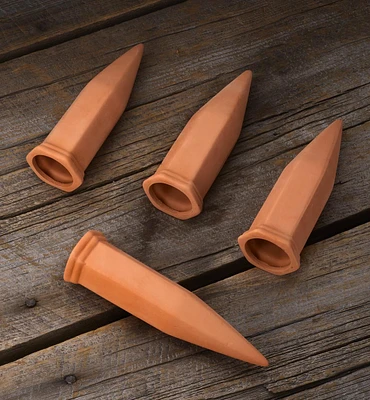 Set of 4 Terra Cotta Watering Spikes