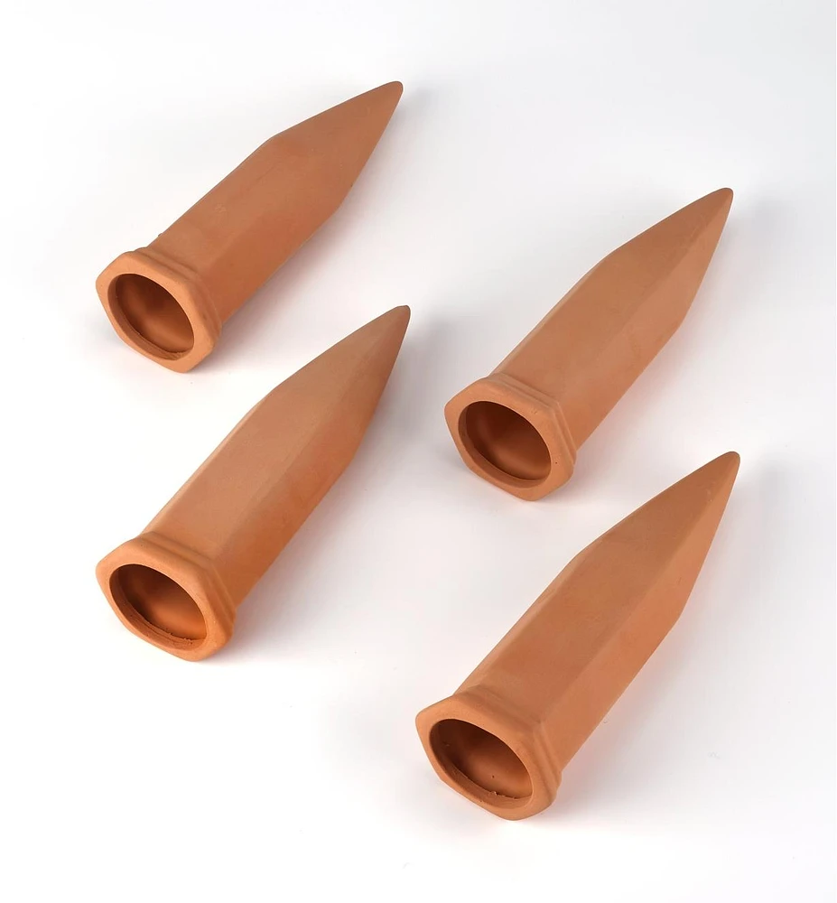 Set of 4 Terra Cotta Watering Spikes