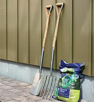 Ergonomic Ash-Handled Digging Spade and Fork Set