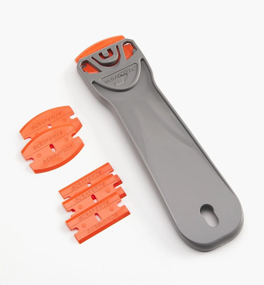 Grattoir de 6 po et 6 lames de rasoir en plastique orange