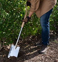 Bêche à bordures en acier inoxydable à manche en bois