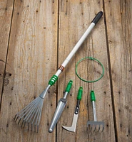 Ensemble d’outils de jardinage avec manche télescopique