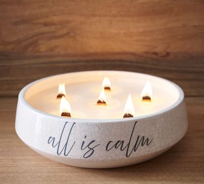 Mindfulness Ceramic All Is Calm Candle - Cerulean Sea