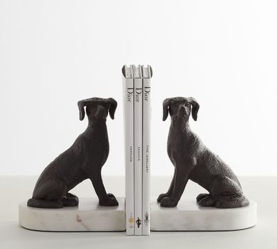 Bronze Dog Book Ends - Set of 2