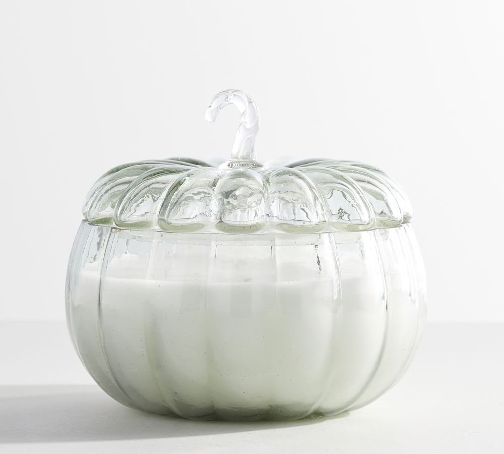 Handcrafted Pumpkin Lidded Recycled Glass Candles - Harvest Spice