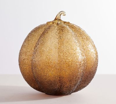 Textured Glass Amber Pumpkin Cloche