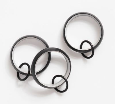 Cast Iron Black Quiet-Glide Curtain Round Rings