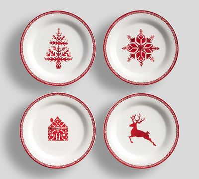 Tahoe Fair Isle Icon Stoneware Assorted Appetizer Plates - Set of 8