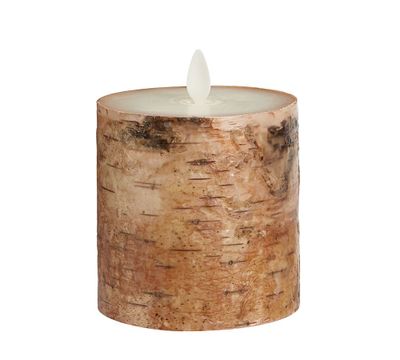 Premium Flickering Flameless Textured Birch Wax Pillar Candles