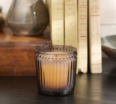 Translucent Gray Glass Flameless Candle Pot