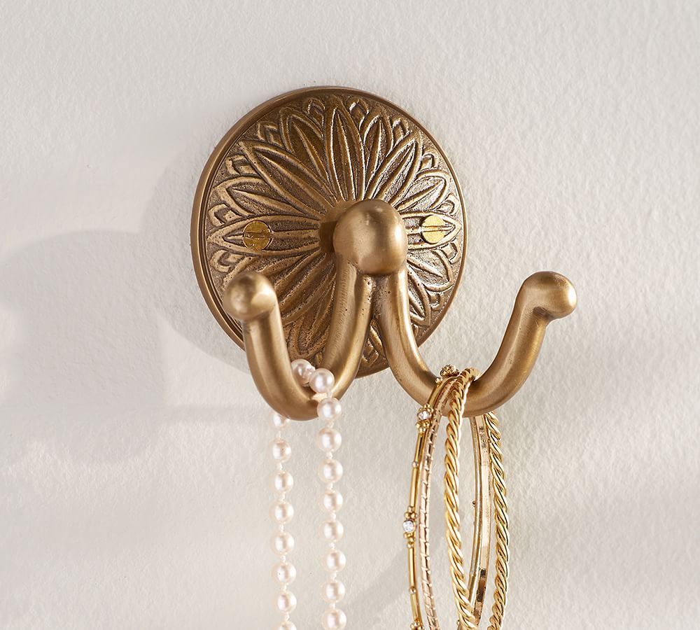 Bar Face Purse & Coat Hook - Double - Brass with Bronze Finish