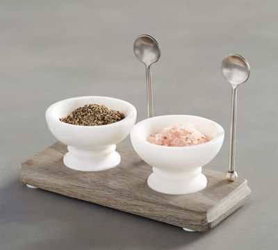 White Marble Salt & Pepper Bowls