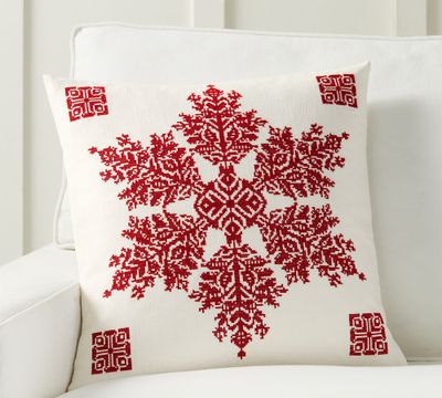 Snowflake Embroidered Pillow Cover