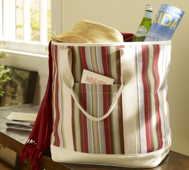 Tory Burch Ella Stripe Canvas Tote