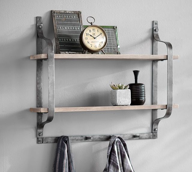 Lucy Mango Wood Shelf With Hooks