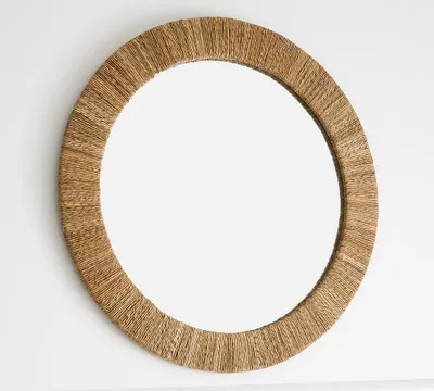 Malibu Handwoven Seagrass 40" Round Wall Mirror