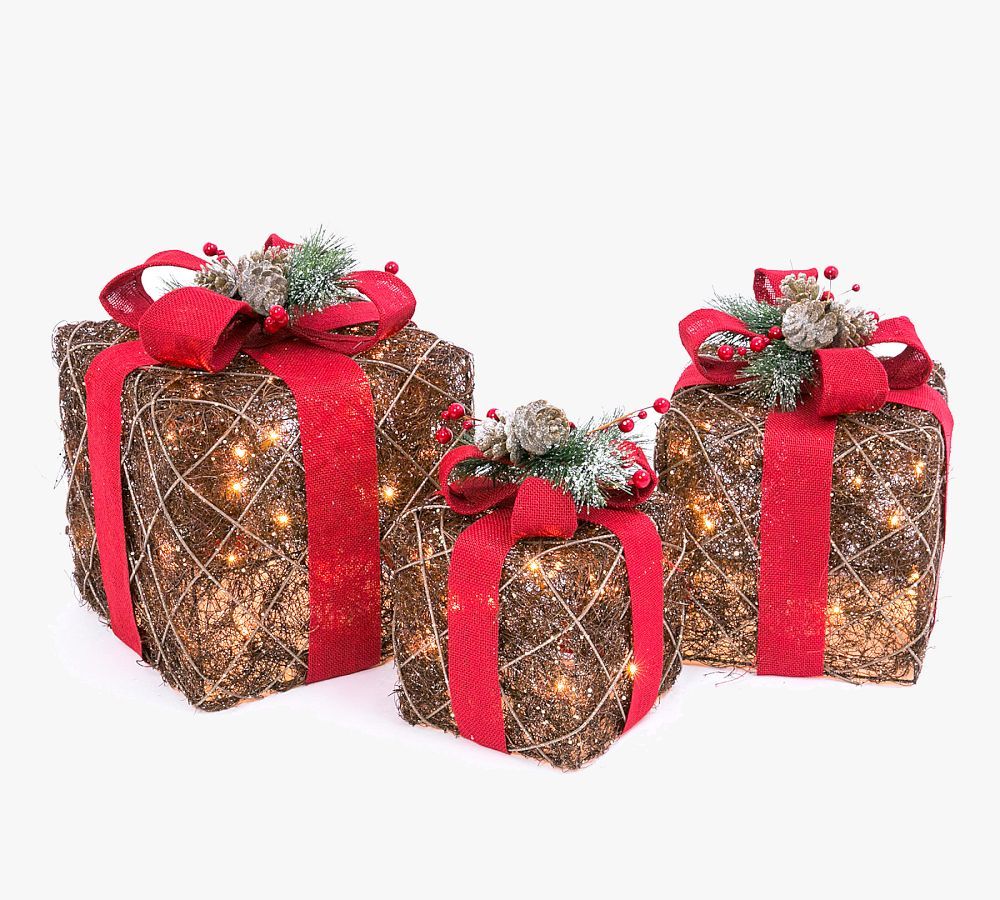 Pottery Barn Light Up Led Indoor/Outdoor Gift Boxes | The Summit