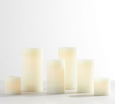 Standard Flameless Ivory Pillar Candles - Set Of 6