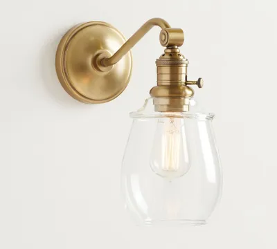 Petite Glass Curved Arm Sconce
