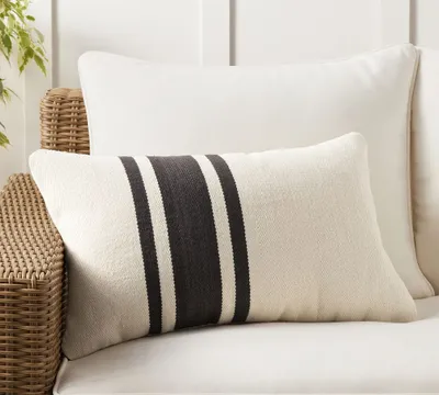 Modern Farmhouse Striped Indoor/Outdoor Lumbar Pillow