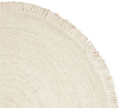 Fringed Braided Round Jute Rug Swatch