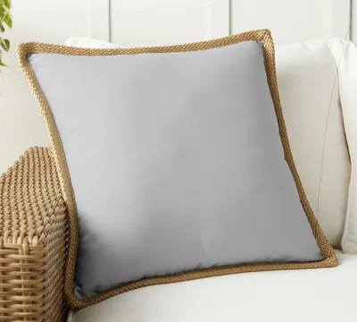 Faux Natural Fibre Trim Indoor/Outdoor Pillows