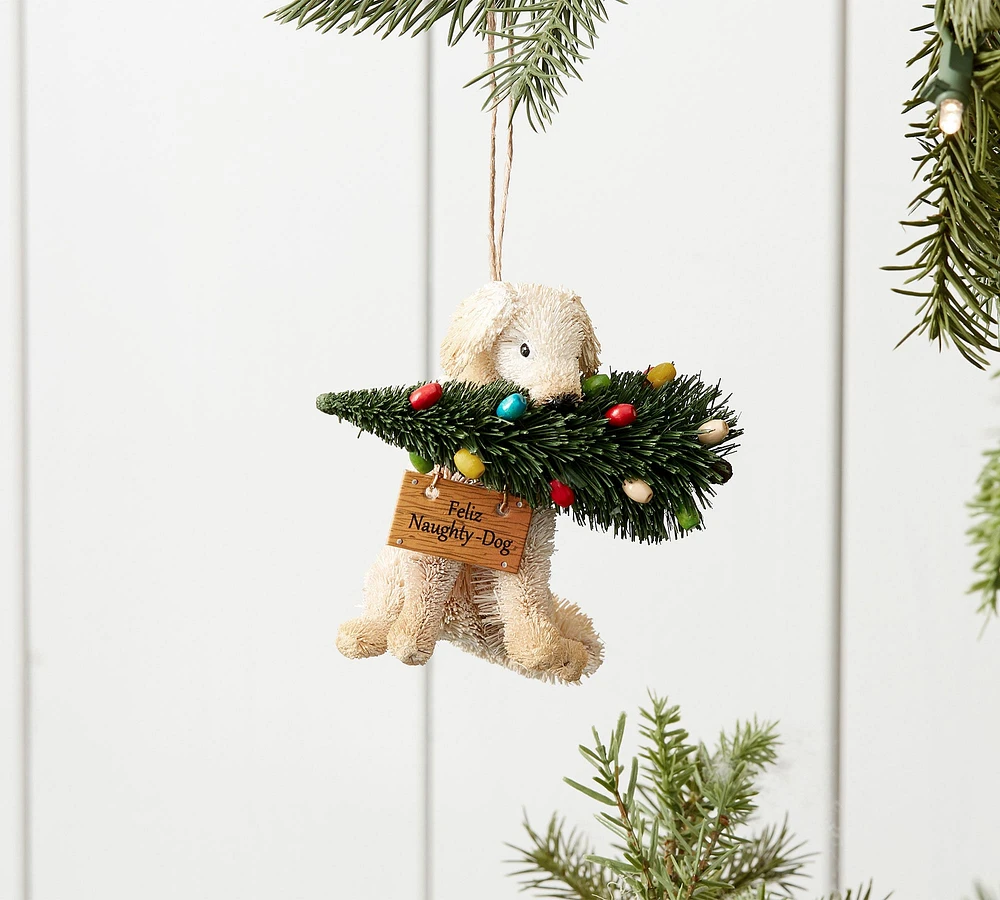 Bottlebrush Playful Pup Ornament