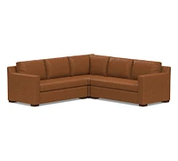 Shasta Square Arm Leather 3-Piece L-Shaped Sectional (99"–103")