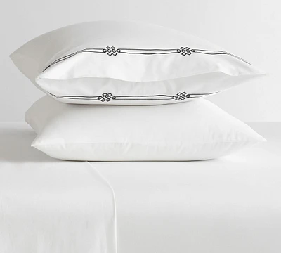 Emilia Embroidered Organic Percale Pillowcases - Set of 2