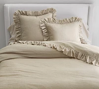 Open Box: Belgian Flax Linen Fringe Ruffle Duvet Cover