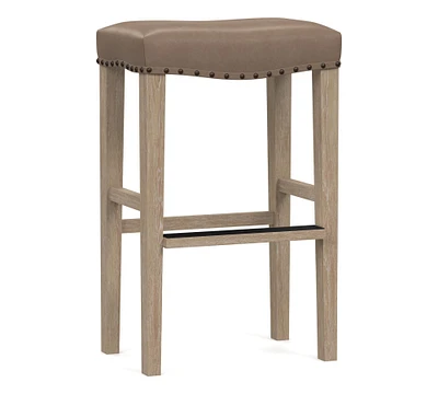 Manchester Backless Leather Stool