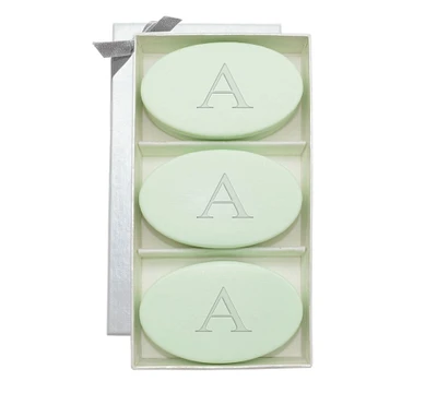 Monogrammed Green Tea + Bergamot Oval Soap Set