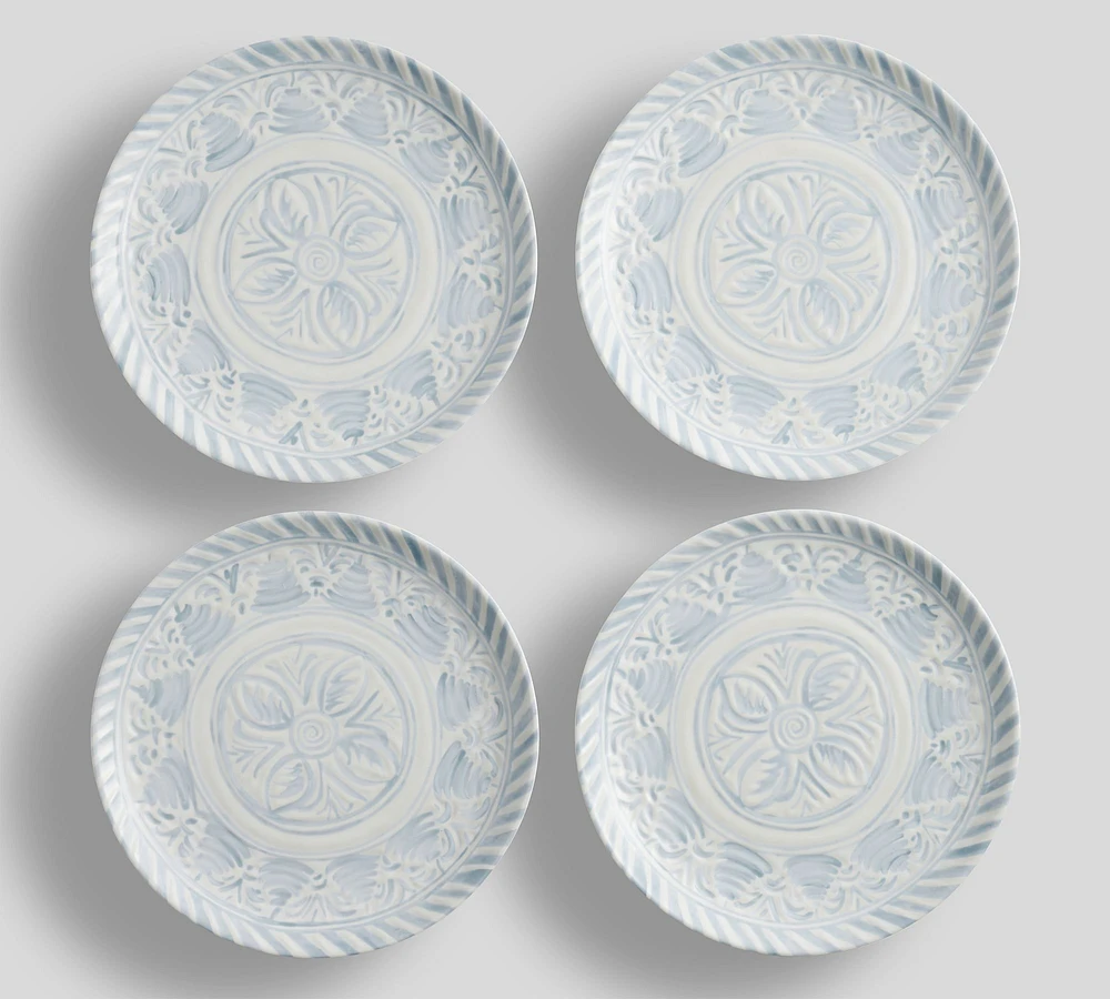 Chambray Tile Outdoor Melamine Dinner Plates - Set of 4