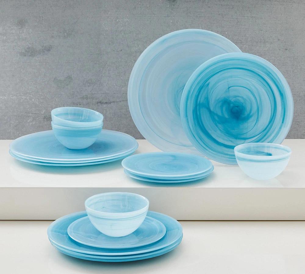 Alabaster Glass Dinnerware Collection - Aqua