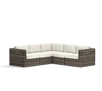 Huntington Wicker 5-Piece Square Arm Outdoor Sectional (99")