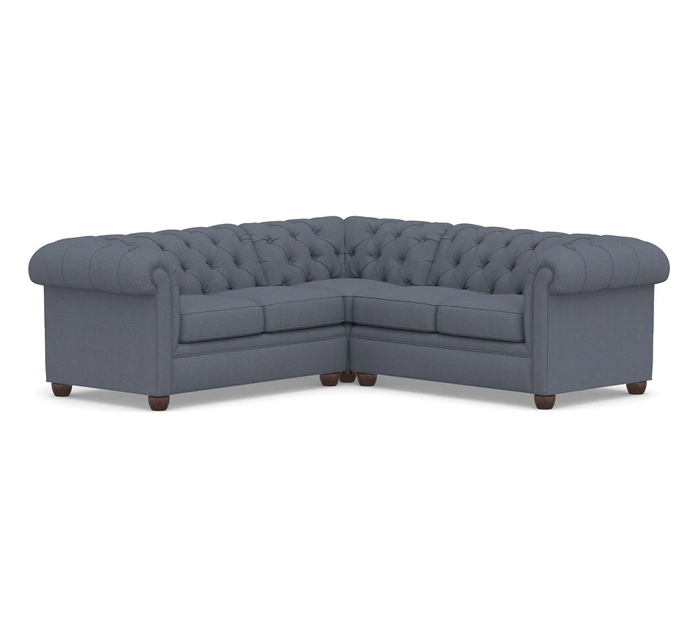 Chesterfield Roll Arm 3-Piece L-Shaped Sectional (97")